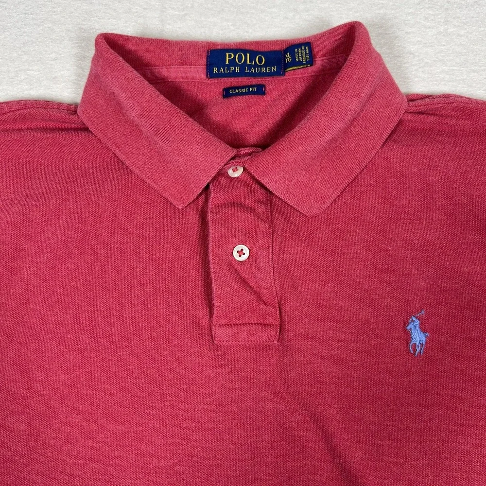 Polo Ralph Lauren Polo Shirt Mens XL Red Classic Fit Embroidered Pony Logo Pique